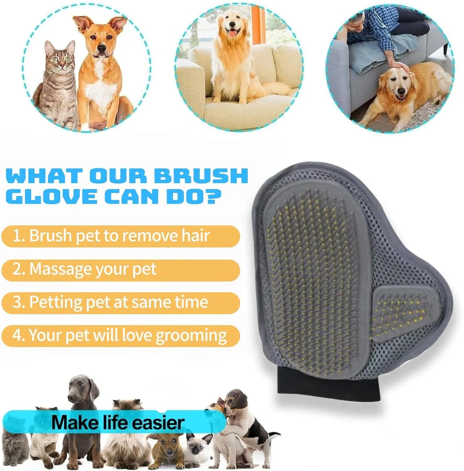 Pet Hair Removal Massage Glove - detail view 2